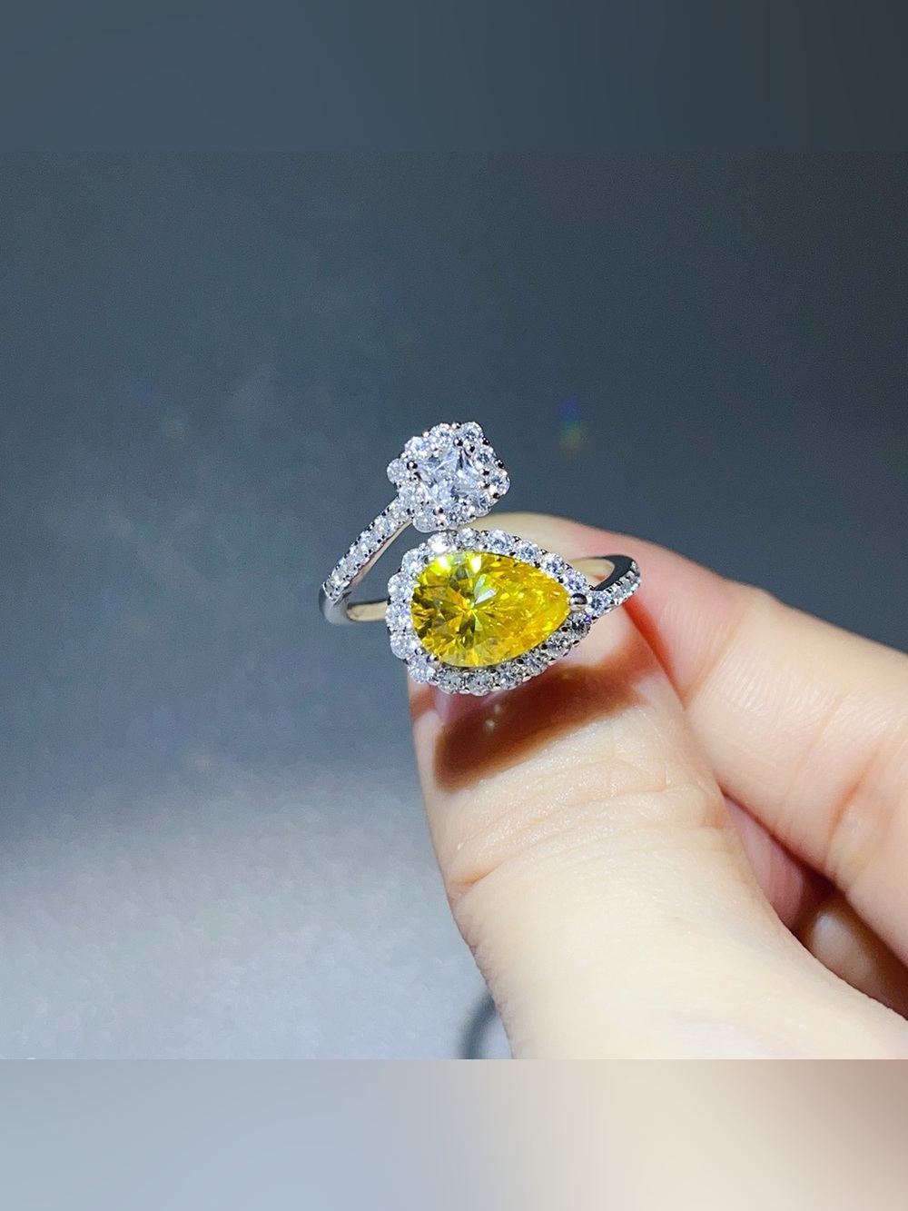 2 Carat Moissanite 925 Sterling Silver Bypass Ring